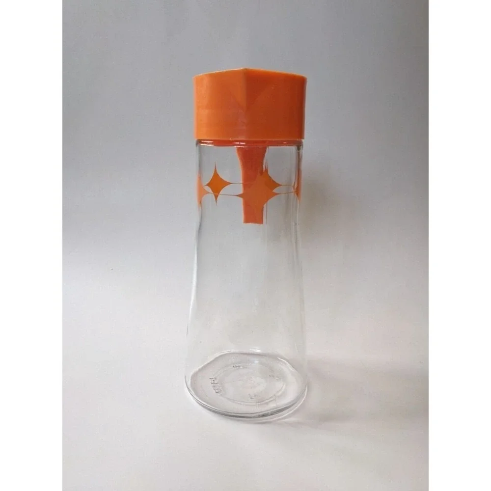 Vtg Mid-Century Anchor Hocking Glass Carafe Orange Juice Pitcher Atomic Diamond‎